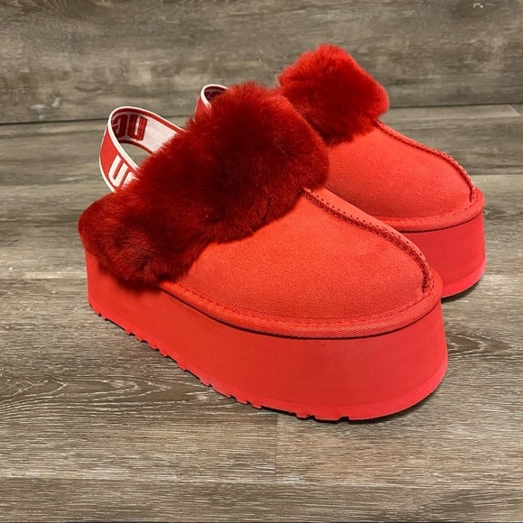 UGG Shoes - UGG Red Fluffy Platform Shoes